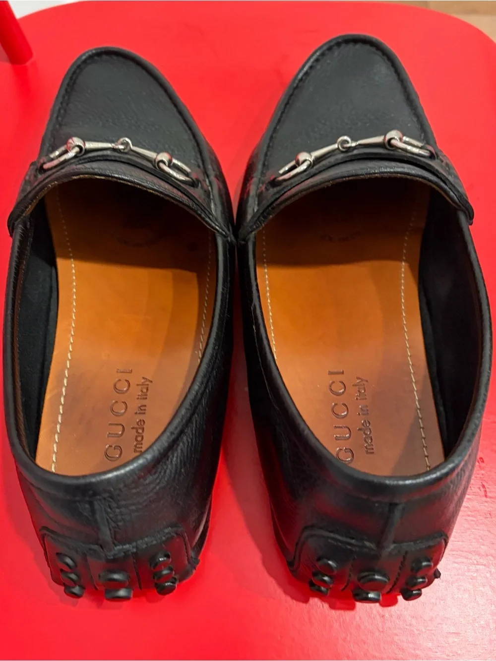 Gucci Black Leather Horsebit Driving Loafers